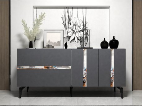 HANAH HOME Komoda Vania Anthracite Silver