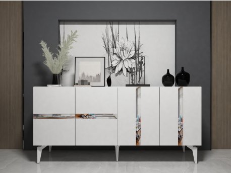 HANAH HOME Komoda Vania White Silver