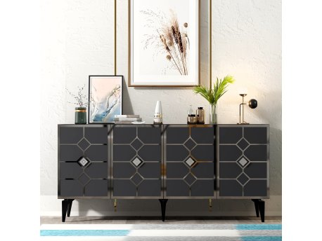 HANAH HOME Komoda Cagla Anthracite Silver