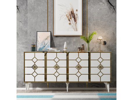 HANAH HOME Komoda Cagla White Gold