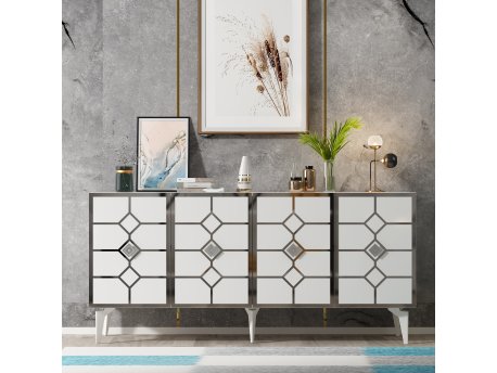 HANAH HOME Komoda Cagla White Silver