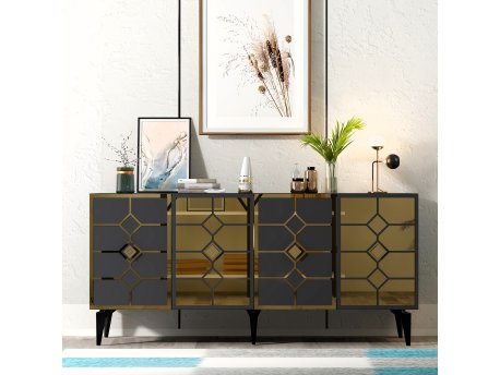HANAH HOME Komoda Irmak Anthracite Gold