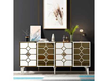 HANAH HOME Komoda Irmak White Gold