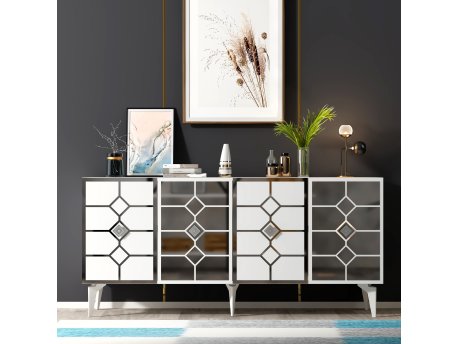 HANAH HOME Komoda Irmak White Silver