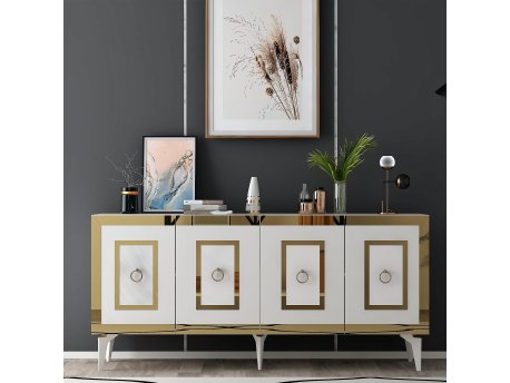 HANAH HOME Komoda Karya White Gold