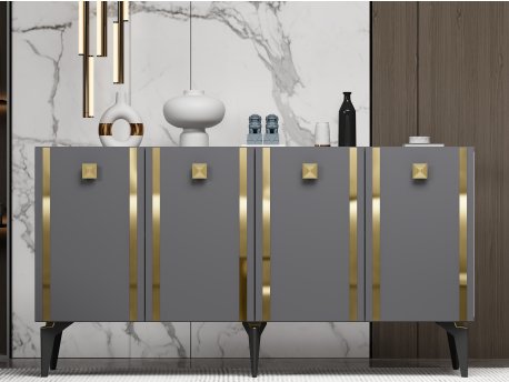 HANAH HOME Komoda Doruk Anthracite Gold