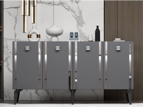 HANAH HOME Komoda Doruk Anthracite Silver