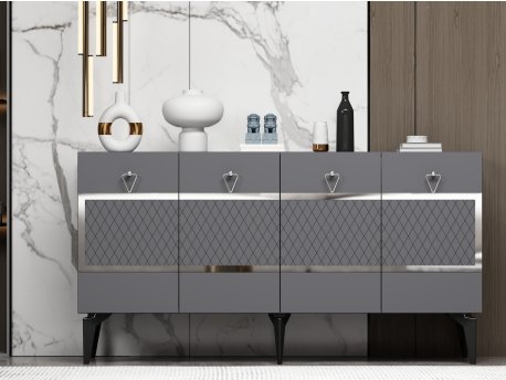 HANAH HOME Komoda Ipek Anthracite Silver