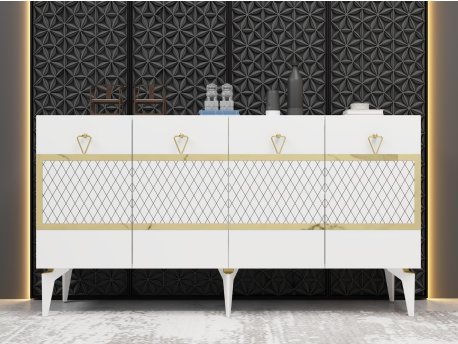 HANAH HOME Komoda Ipek White Gold
