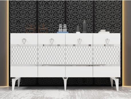 HANAH HOME Komoda Ipek White Silver