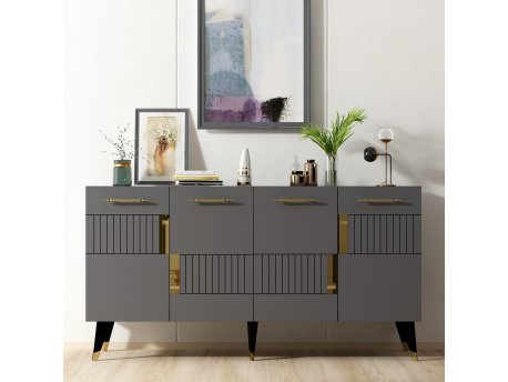 HANAH HOME Komoda Moda Anthracite Gold