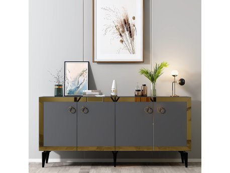 HANAH HOME Komoda Ponny Anthracite Gold