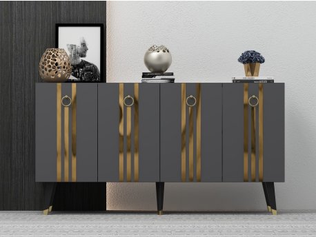 HANAH HOME Komoda Isil Anthracite Gold
