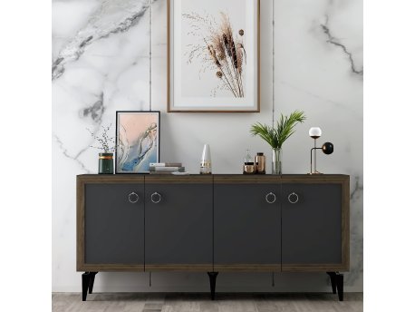 HANAH HOME Komoda Selen Anthracite Walnut
