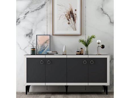HANAH HOME Komoda Selen Anthracite White