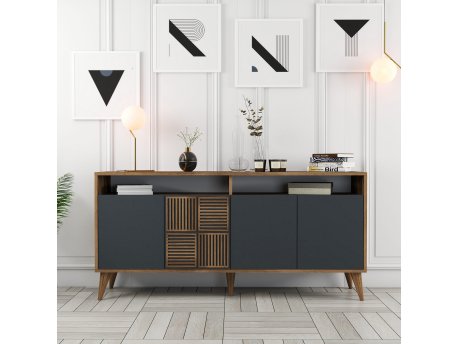 HANAH HOME Komoda Milan 160 Walnut Anthracite