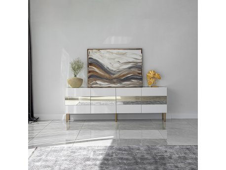 HANAH HOME TV polica Leon White Gold