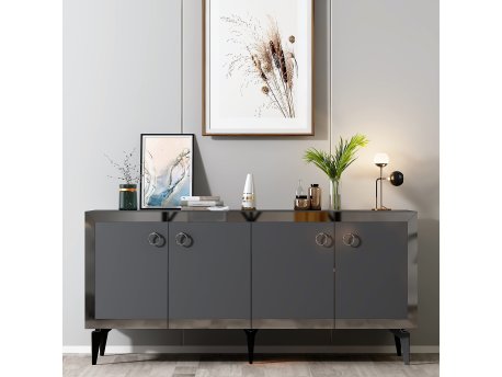 HANAH HOME Komoda Ponny Anthracite Silver