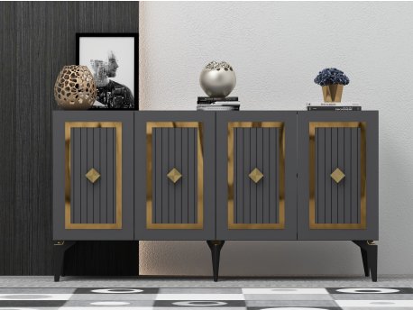 HANAH HOME Komoda Nora Anthracite Gold