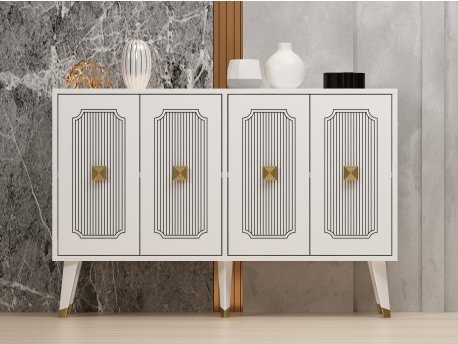 HANAH HOME Komoda Derasi White Gold