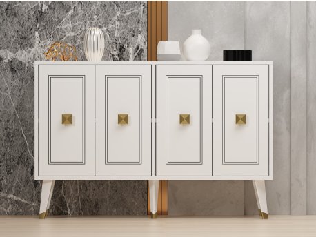 HANAH HOME Komoda Hartın White Gold