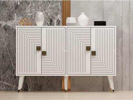 HANAH HOME Komoda Ahart White Gold