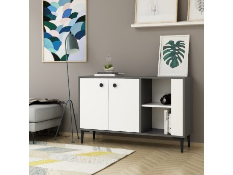 HANAH HOME Komoda Sahra Anthracite White
