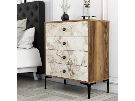 HANAH HOME Komoda Lizbon 538 Walnut White