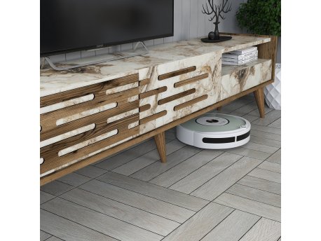 HANAH HOME Valensiya Walnut White Marble