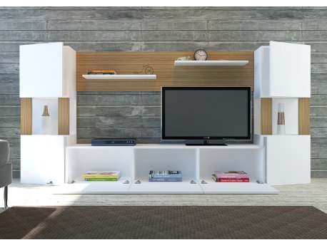 HANAH HOME TV polica Lore White Teak