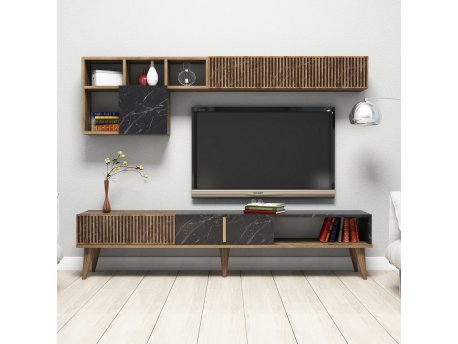 HANAH HOME TV polica Milan Walnut Black