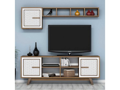 HANAH HOME TV polica Ayla Walnut White