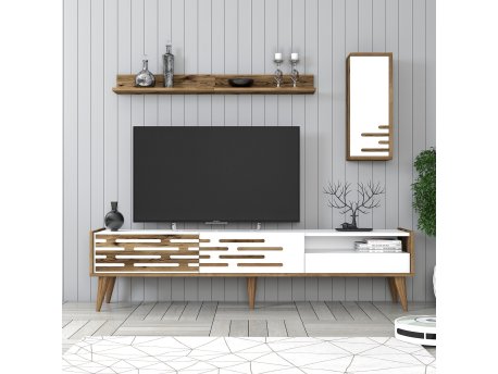 HANAH HOME TV polica Valensiya Walnut White
