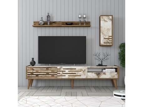 HANAH HOME TV polica Valensiya - Walnut White Marble