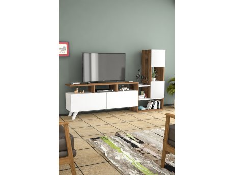 HANAH HOME TV polica Tower White Walnut