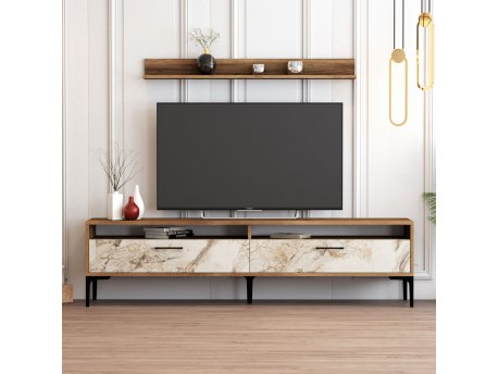 HANAH HOME TV polica Istanbul Walnut White Marble