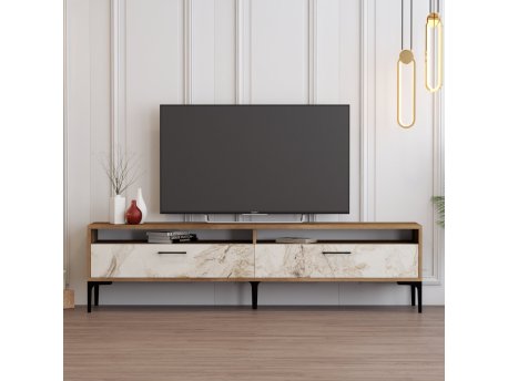 HANAH HOME TV polica Istanbul 2 Walnut White Marble