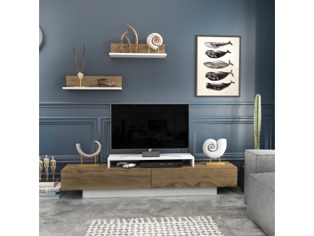 HANAH HOME TV polica Lusi White Oud Oak