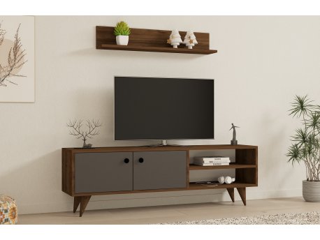 HANAH HOME TV polica Erho Walnut Anthracite