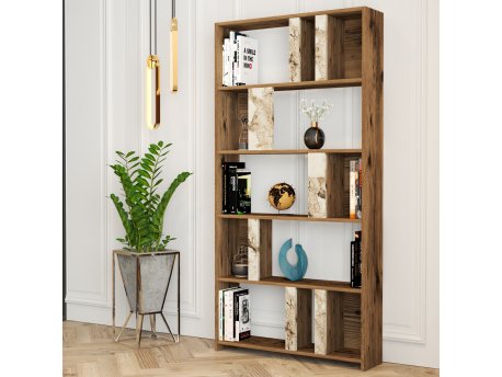 HANAH HOME Lima Walnut White Marble