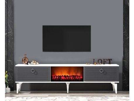 HANAH HOME TV polica Arona Fireplace White Anthracite