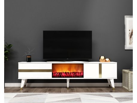 HANAH HOME TV polica Vania Fireplace White Gold