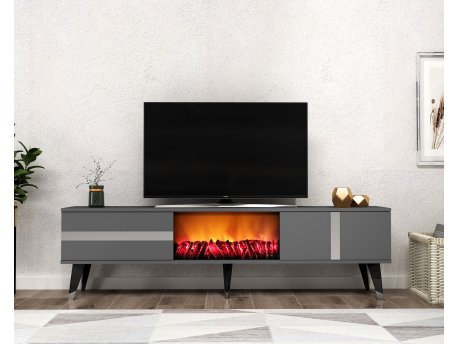 HANAH HOME TV polica Vania Fireplace Anthracite Silver