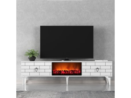 HANAH HOME TV polica Varna Fireplace White
