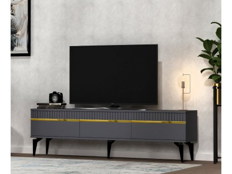 HANAH HOME TV polica Defne Anthracite Gold