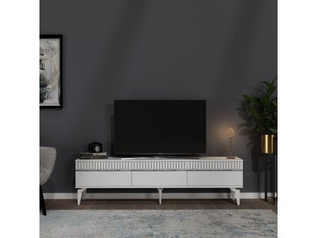 HANAH HOME TV polica Defne White Silver