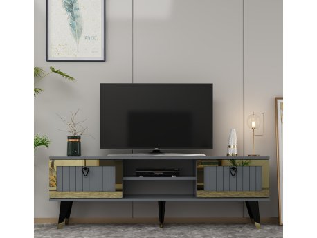 HANAH HOME TV polica Lidya Anthracite Gold
