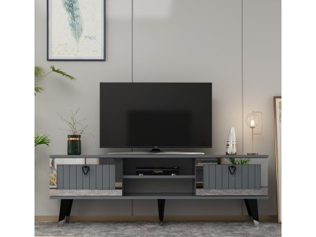 HANAH HOME TV polica Lidya Anthracite Silver