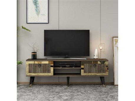 HANAH HOME TV polica Lidya Walnut Gold