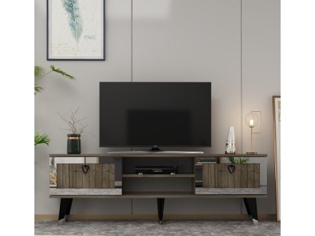 HANAH HOME TV polica Lidya Walnut Silver